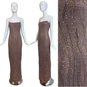 Randolph Duke Vintage Mauve Pink Purple Maxi Embellished Dress